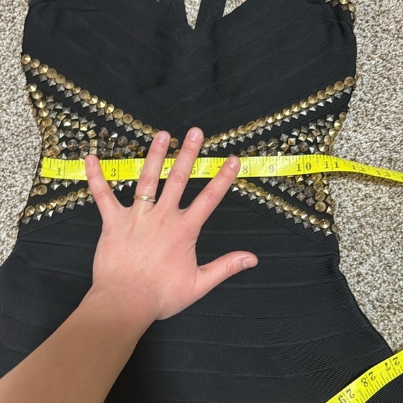 HERVE LEGER Women's Ayia Studded Mini Dress Size XS in Black - Picture 5 of 11